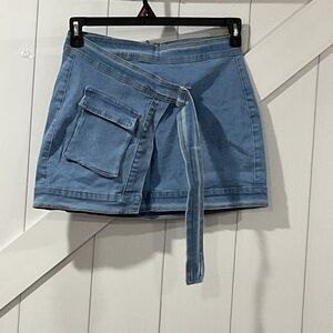 Casual Blue Denim Mini Skirt